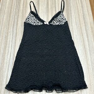 Victoria’s Secret slip dress with black lace and leopard print size large